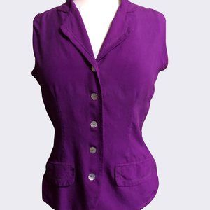 100% Silk Button Down Sleeveless Edward Top